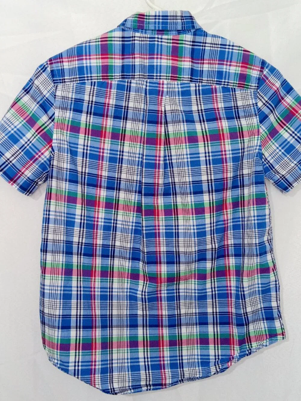 Ralph Lauren Boys Plaid Button Down Shirt Size M 10/12 Blue Green Preppy Coastal